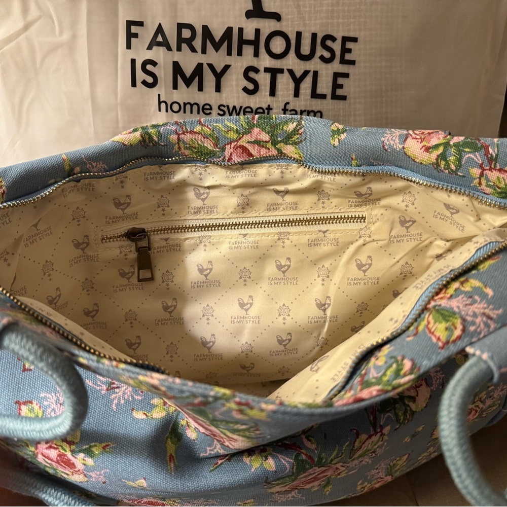 Floral Blue Tote Bag - Picture 3 of 4